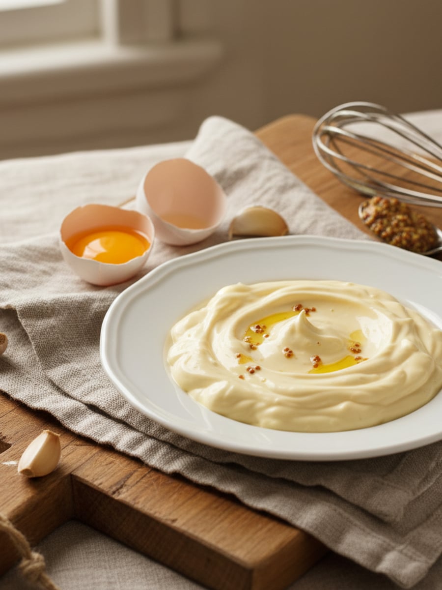 AI-bild: Aioli klassisk (vitlökmajonnäs)