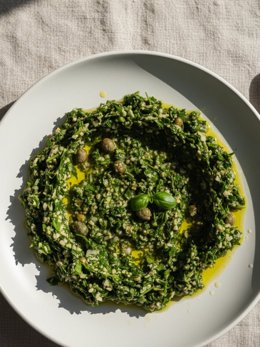 AI-bild: Italiensk salsa verde (utan koriander)