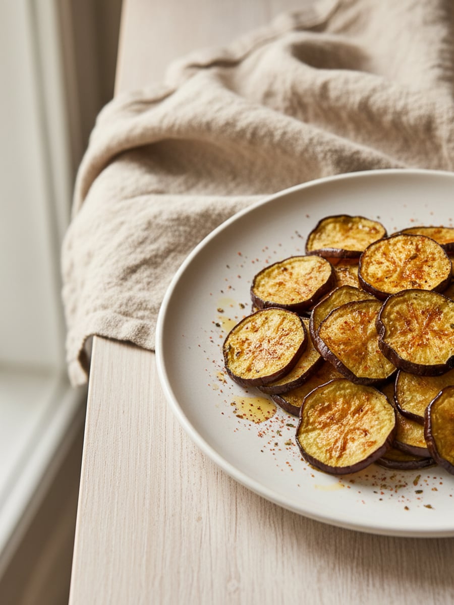 AI-bild: Aubergine-chips i ugn