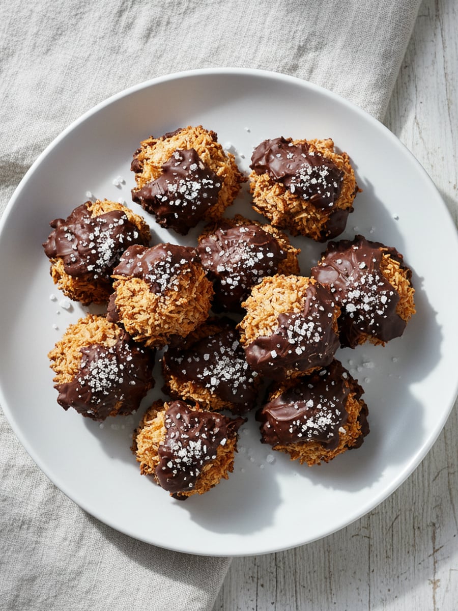 AI-bild: Kokosflakes-snack med mörk choklad