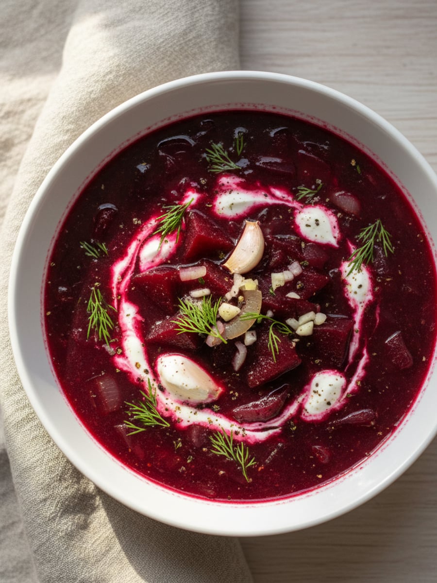 AI-bild: Borsjt LCHF (rysk rödbetssoppa)