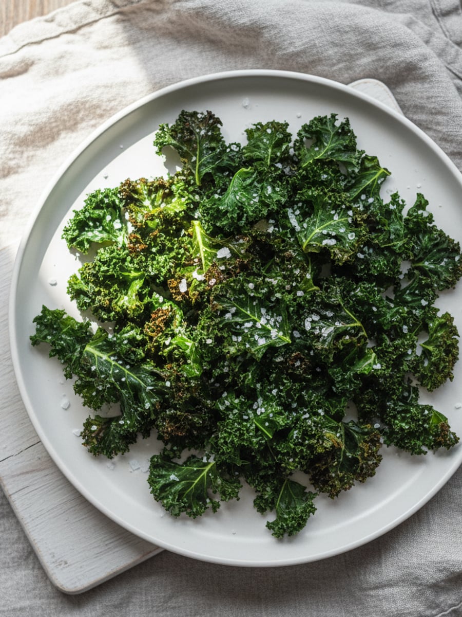 AI-bild: Grönkålschips med flingsalt