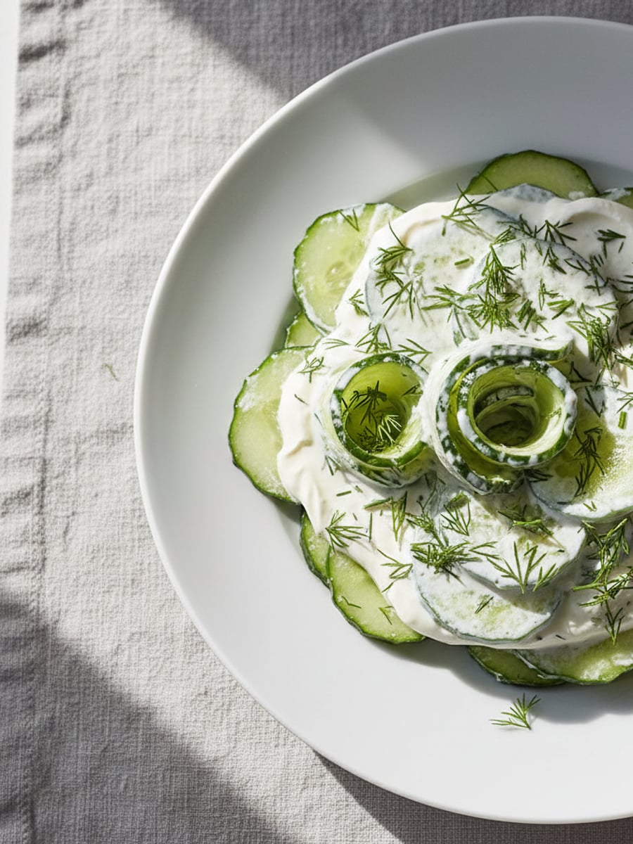 AI-bild: Gurksallad med crème fraiche & dill