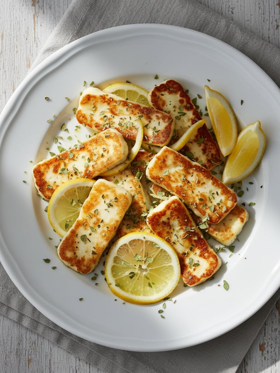 AI-bild: Stekt halloumi i citron