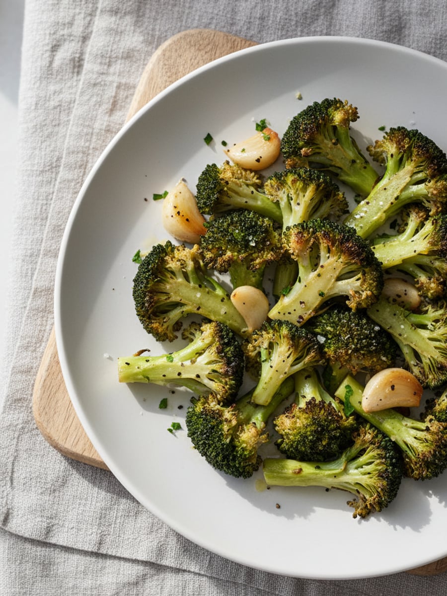 AI-bild: Rostad broccoli med vitlök