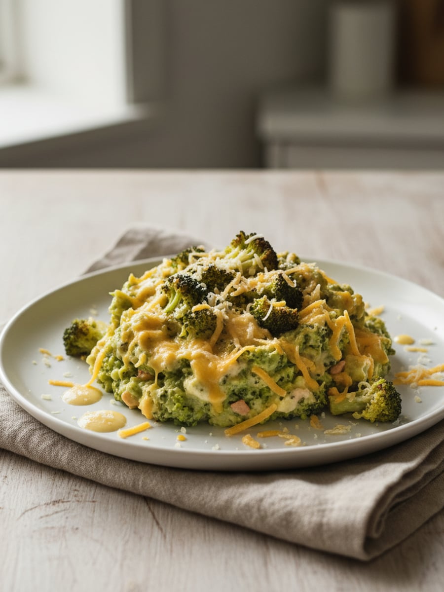 AI-bild: Broccolimos med cheddar